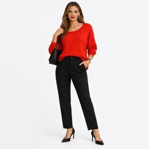 Part Two European Wool Lightweight Vibrant Red Sweater Women's Size L